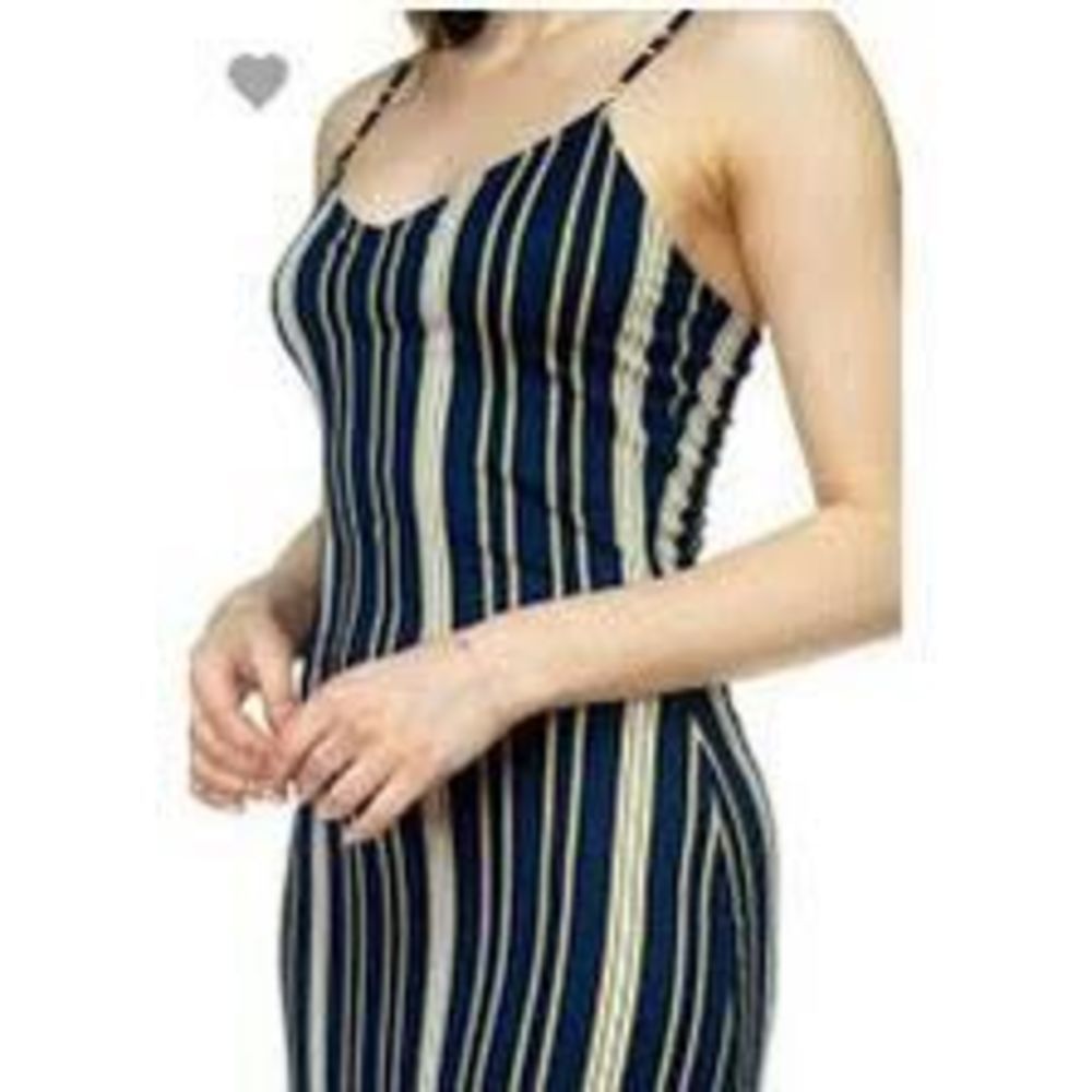 Women’s Maxi Dress Blue Stripes Knit Summer Medium